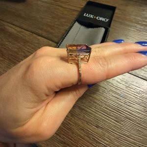 10k anahi ametrine and diamond solitare ring